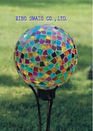 10 Inch Iridescent Red Mosaic Gazing Ball for Garden