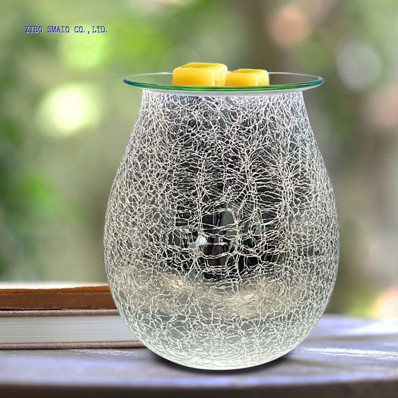 White Crackle Glass Electric Wax Warmer