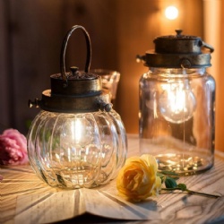 Glass Candle Lantern with Metail Stand