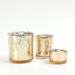 Electroplate Glass Candle Holder in Different Color Set of 3