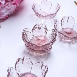 Pink Flower Glass Candle Holder