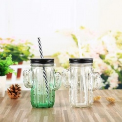 Cactus Glass Mason Jar in Different Spray Finishing