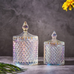 Iridescent Crystal Glass Canister for Candy