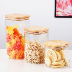 Square Borosilicate Clear Glass Storage Jar