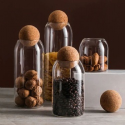 Round Cork Glass Jar Nut Storage Jar Borosilicate Material