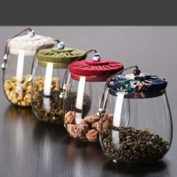 Borosilicate Glass Container for Tea-leaf with Beautiful Lid