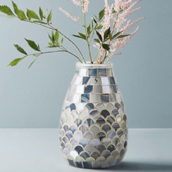 Sector Dark Blue Mosaic Flower Glass Vase