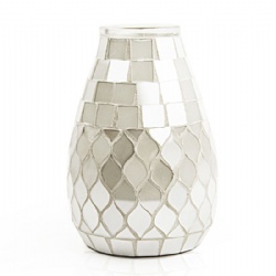 Sharp Circle Shining White Mosaic Vase