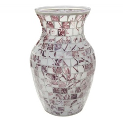 Brown Flower Hand Made Mosaic Glass Vase
