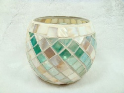 Mother of Pearl Round Mosaic Tealight Holder for Home Decoration