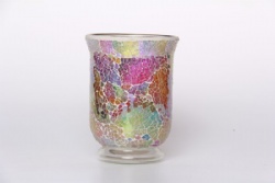 Sparkled Rainbow Mosaic hUrricane Candle Holder