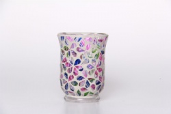 Multicolor Mixed Flower Mosaic Hurricane Candle Holder