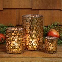 Plating Corrosion Silver Mosaic Cylinder Candle Holder