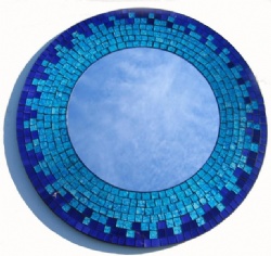 40CM Sea Blue Mosaic Square Piece Wall Mirror