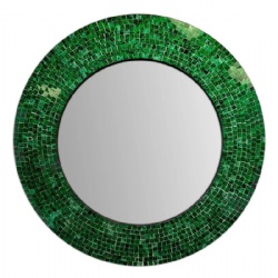 80CM Round Glam Dark Mosaic Green Piece Wall Mirror