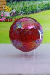 10 Inch Iridescent Red Mosaic Gazing Ball for Garden