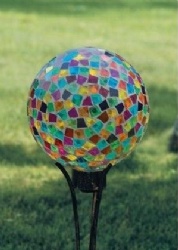 10 Inch Iridescent Red Mosaic Gazing Ball for Garden