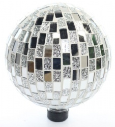 Silver Mirror Mosaic Gazing Ball for Indoor or Outdoor Usage