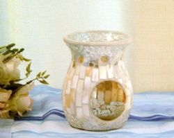 Mother of Pearl with Iridescent White Cracke Mosaic Oil Burner