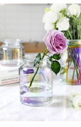 Iridescent White Glass Vase for Home Decoration