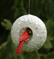 9 Inch Pure White Mosaic Bird Feeder for Garden