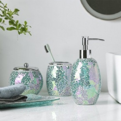 Iridescent Crackle Hand-made Mosiac Bathroom Set Set of 4