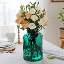 Dark Green Glass Vase for Home Decoration