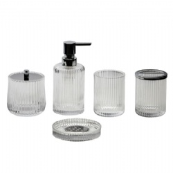 Wholesale Factory Price for Clear Ribbed Glass Bathroom Set