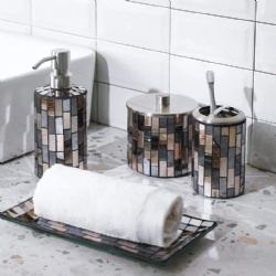 Luxury Amber Gold with Black Piece Mosaic Bathroom Set