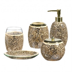 Gold Crackle Mosaic Bathroom Set