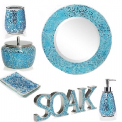Aqua Color Mosaic Crackle Bathroom Set Hot Selling
