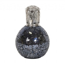 Shining Black with Silver Mosaic Oil Lamp with Luxury Silver Cap