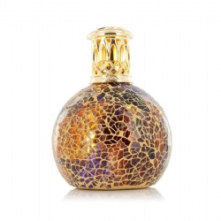 Amber with Gold Mixed Round Glass Mosaic Oil Bottle Lamp