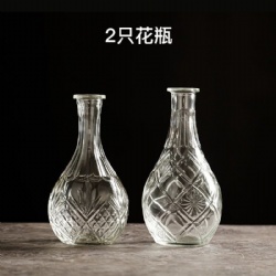 Beautiful Clear Glass Flower Vase Set of 2