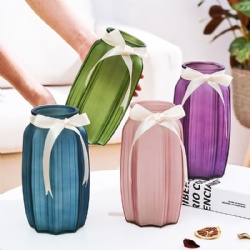 Matt Spray Glass Vase with Silk Ribbin