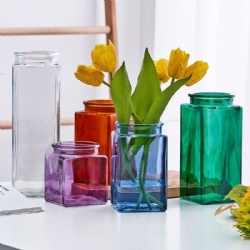 Good Quality Square Glass Vase in Different Color