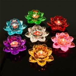 Lotus Glass Candle Holder for Temple