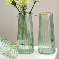 Spring Green Embossed Tapered Glass Vase