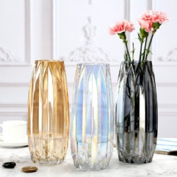 Iridescent Different Color Ribbed Glass Vase Popular Selling
