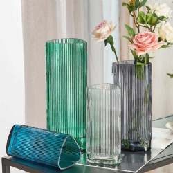 Man-made Triangle Vetical Glass Vase in Different Color