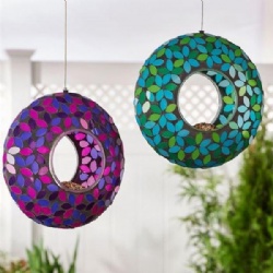 Popular Selling Round Mosaic Bird Feeder in Different Color Flower Piece Design