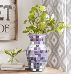Shining Purple Mosaic Glass Vase