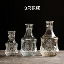 Square Embossed Clear Glass Vase for Table Display